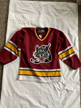 Maroon & Gold Hockey Jersey with Wolf Logo